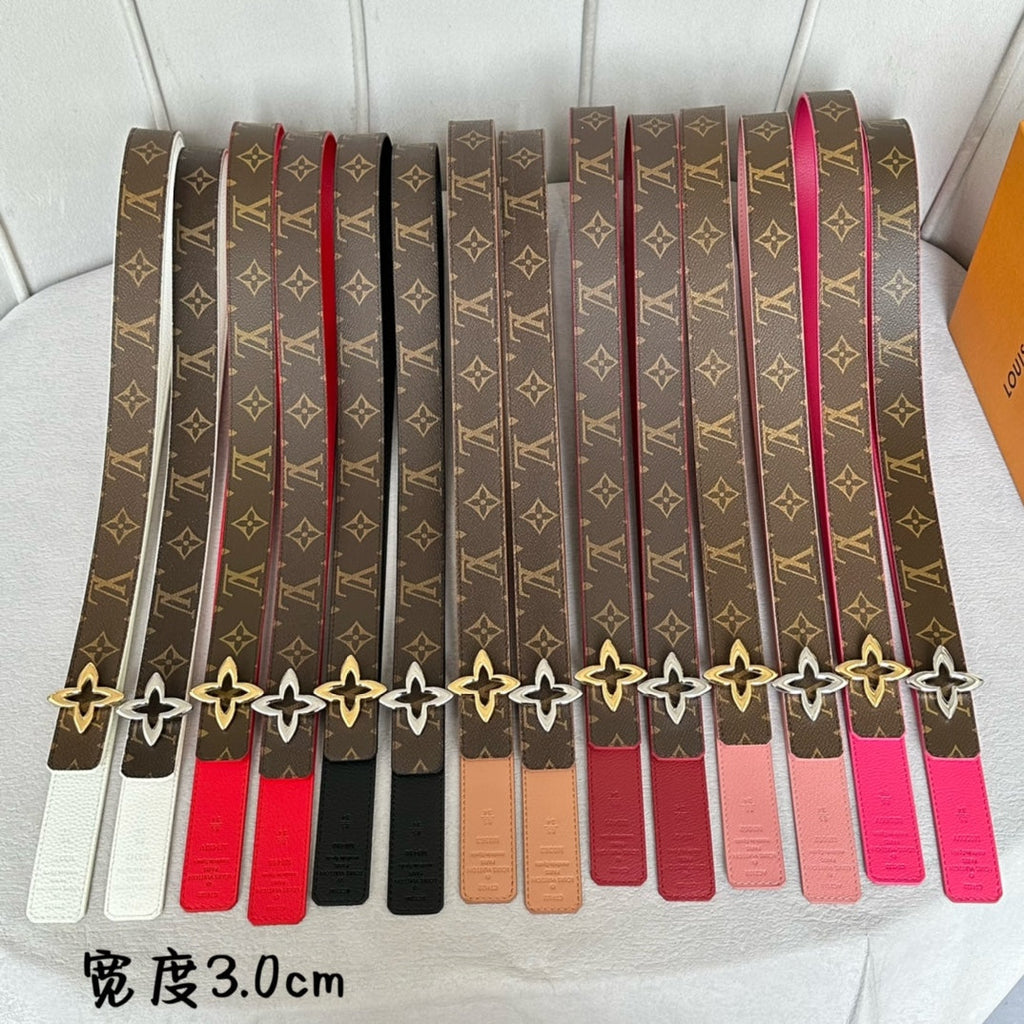 LOUIS VUITTON LV  MINI FLOWERGRAM 30MM REVERSIBLE BELT IN BUFF BROWN CALFSKIN GOLD HARDWARE